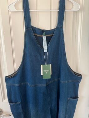 HALARA V Neck Blue Denim Overalls